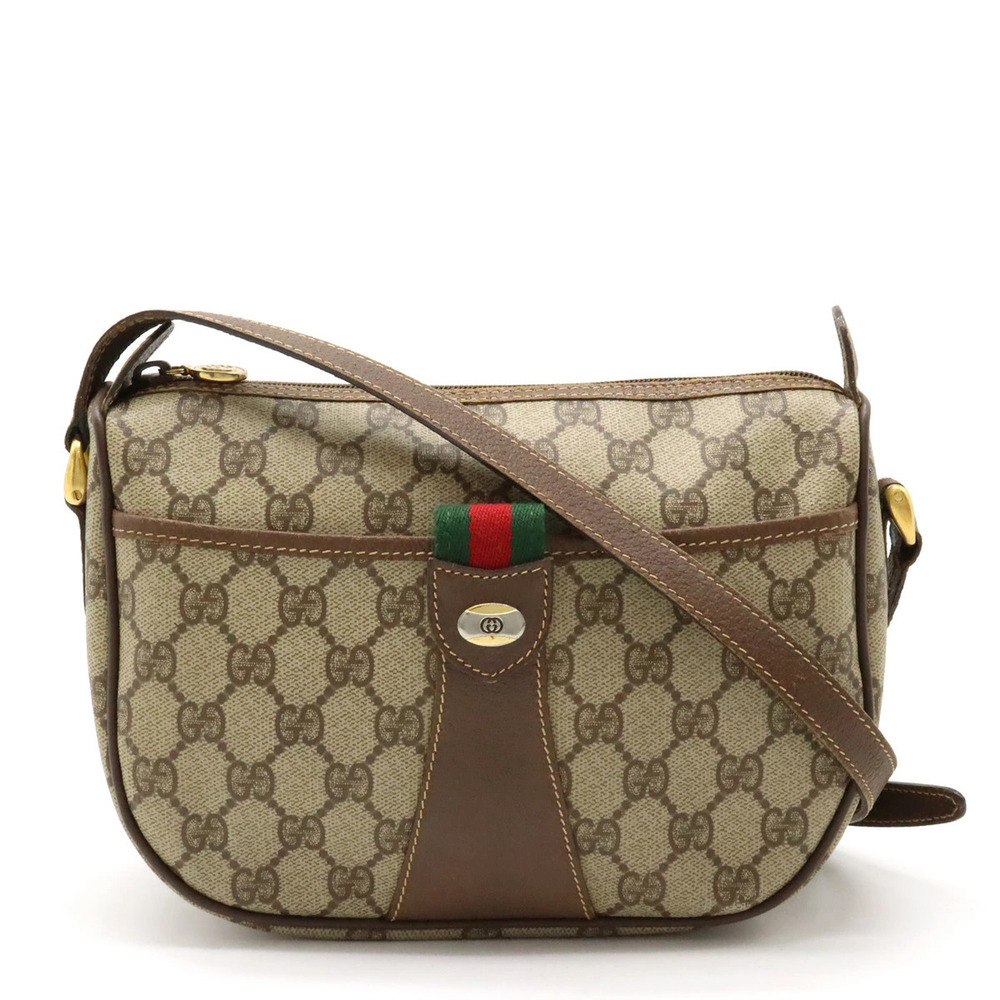 Gucci GG Plus Sherry Crossbody Bag Pouch Clutch Beige Cream Brown